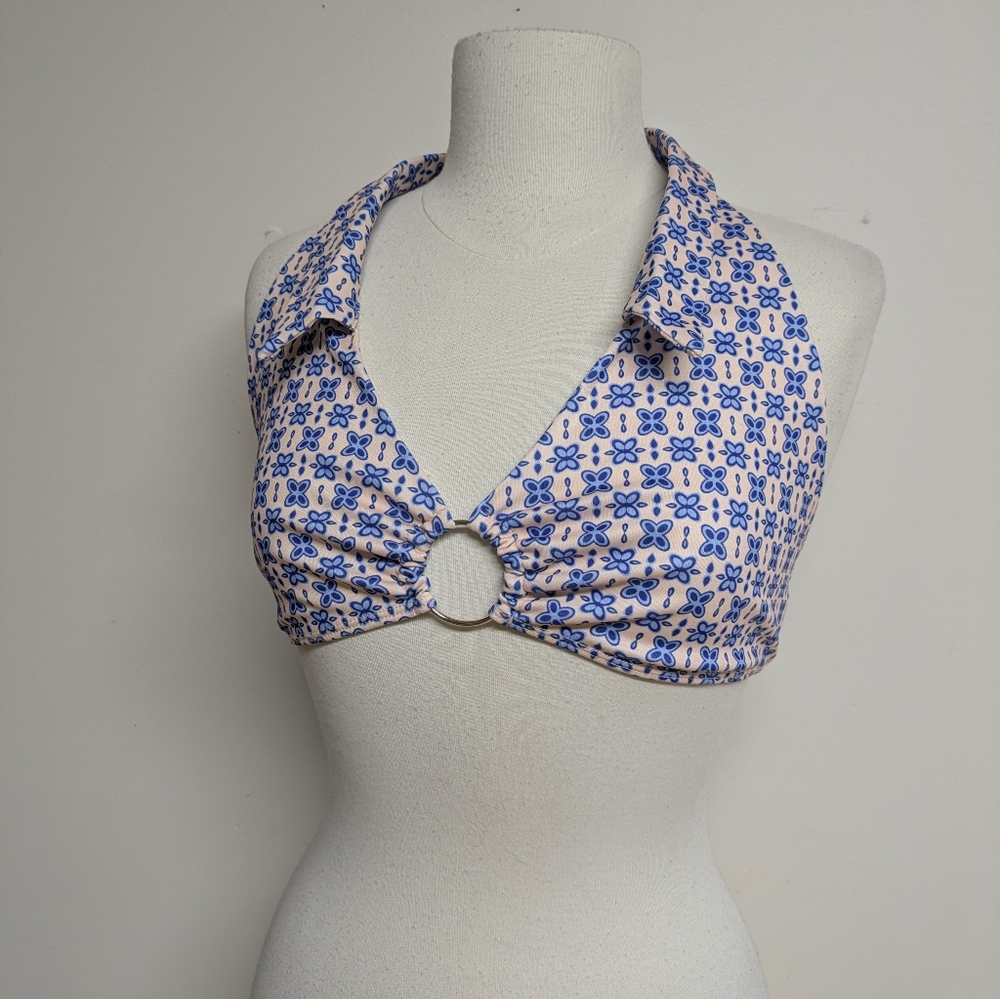 Boohoo Pinup Retro Style Collared Halter Top - Picture 9 of 12